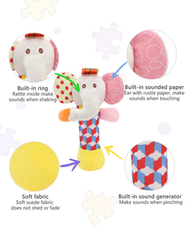 Bloobloomax Wrist Rattles Foot Finder Rattle Sock Baby Toy,Rattle Toy,Arm Hand Bracelet Rattle,Feet Leg Ankle Socks,Activity Rattle Present Gift For Newborn Infant Babies Boy Girl Bebe (5Pcs-E)