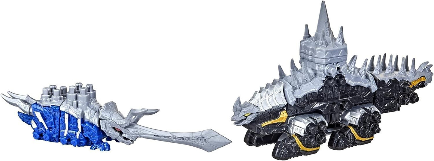 Power Rangers Dino Fury Blue Tricera cutting edge and Black Stego Spike Zord Toys for Kids Ages 4 and Up Zord Link Mix-and-Match Custom Build System