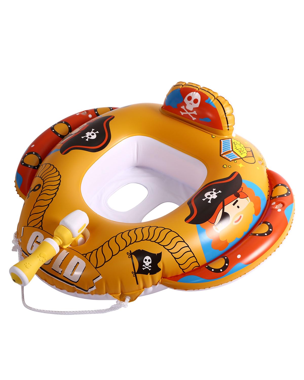 Inflatable Seat Float For Kids Water Games Outdoor Summer Pirate Ship Inflatable Float Pool With Traction Rope
