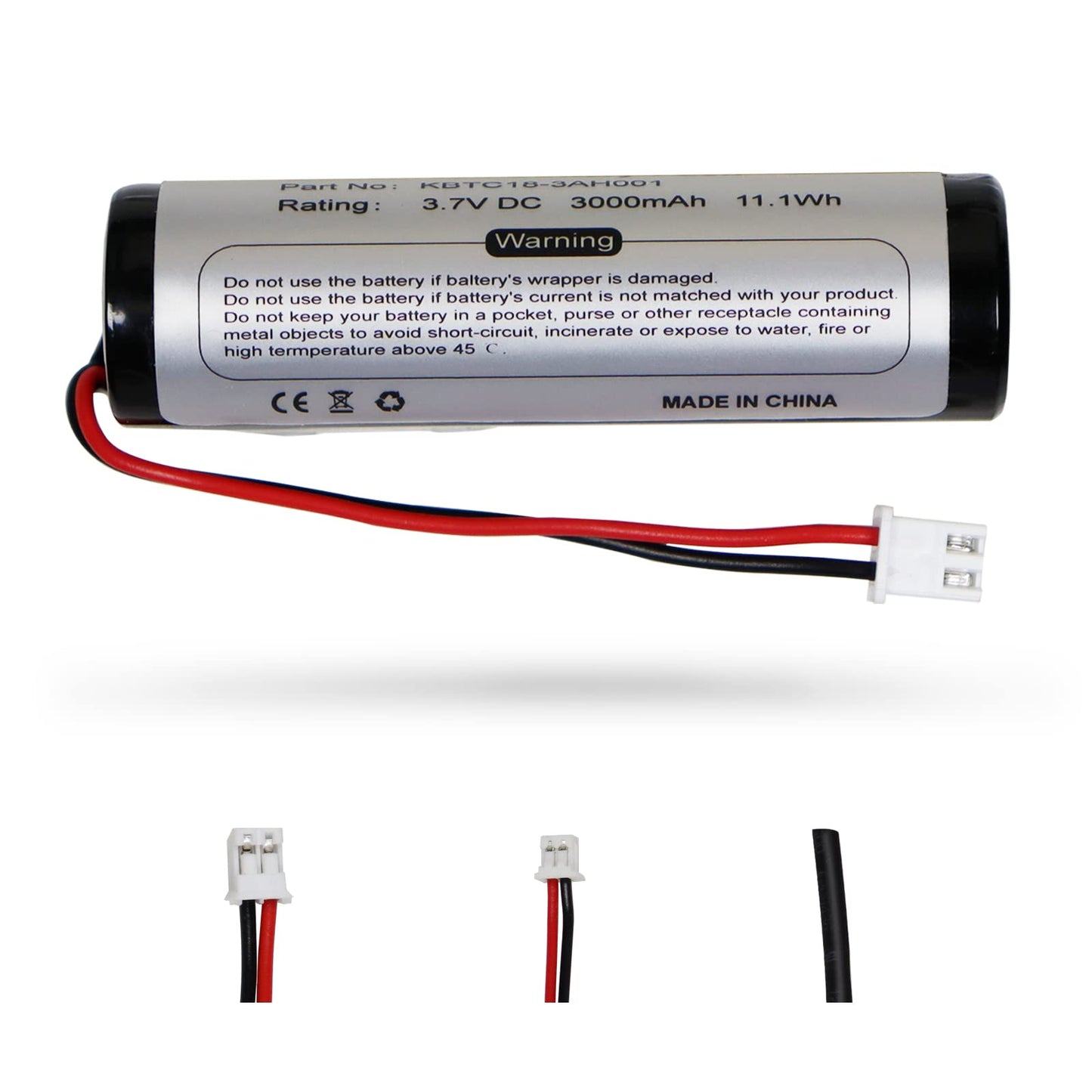 Kbt 3.7V 3000Mah Rechargeable Li-Ion Battery With Jst 2.54 2Pin Plug, Charging Cable For Voice Power Amplifier, Speaker