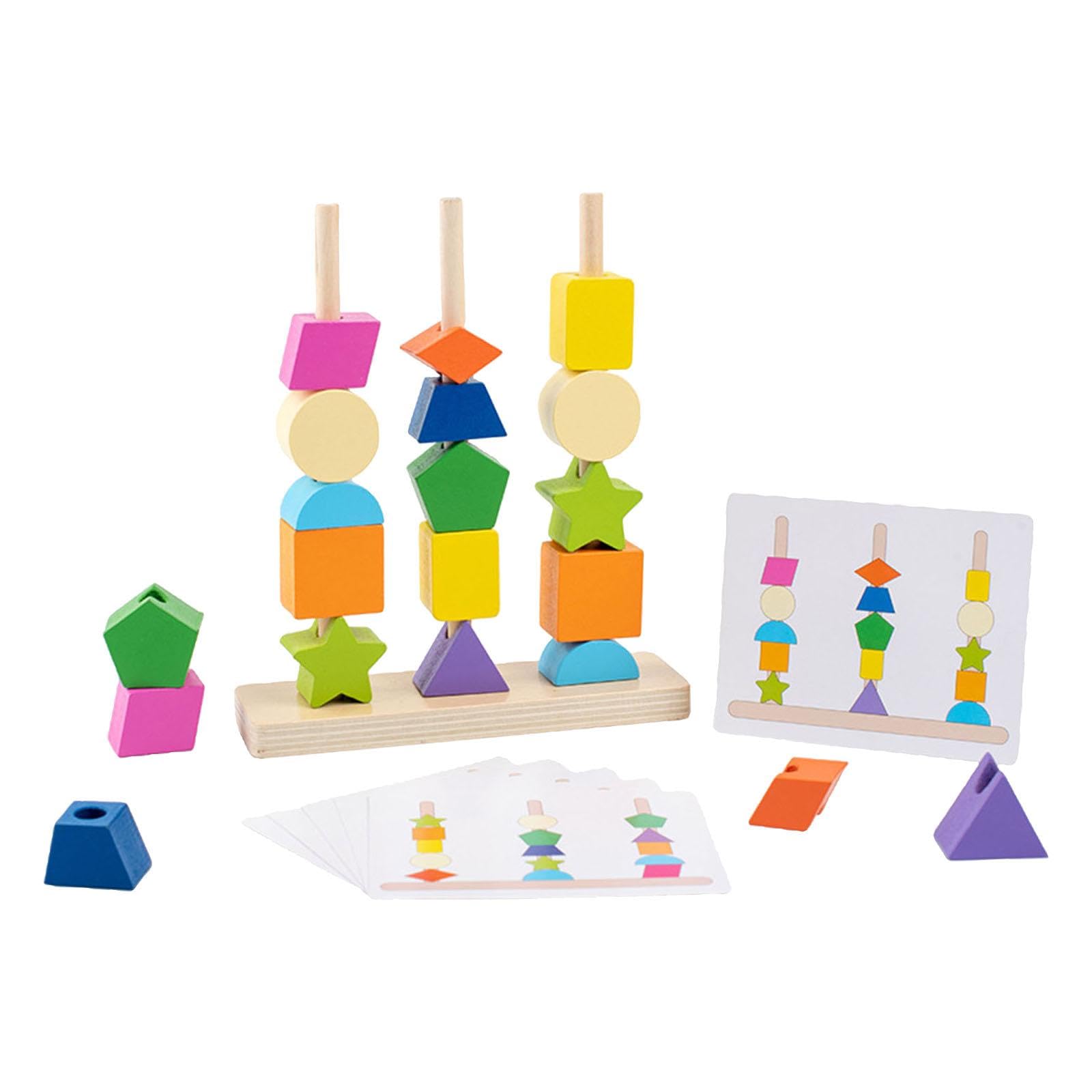 Loom Tree Montessori Toy Set Interaction Game Shape Sorter Wooden Beads Sequencing Toy | Preschool Toys & Pretend Play | Wooden 
