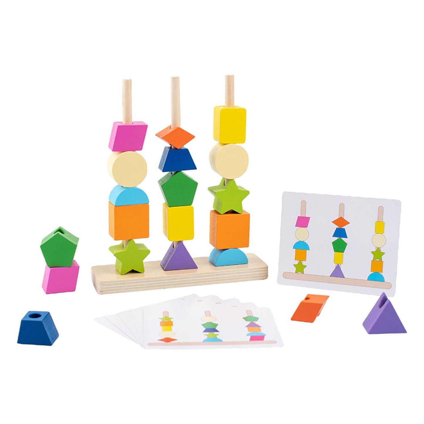Bnf Montessori Toy Set Interaction Game Shape Sorter Wooden Beads Sequencing Toy Toys & Hobbies| Preschool Toys & Pretend Play| 