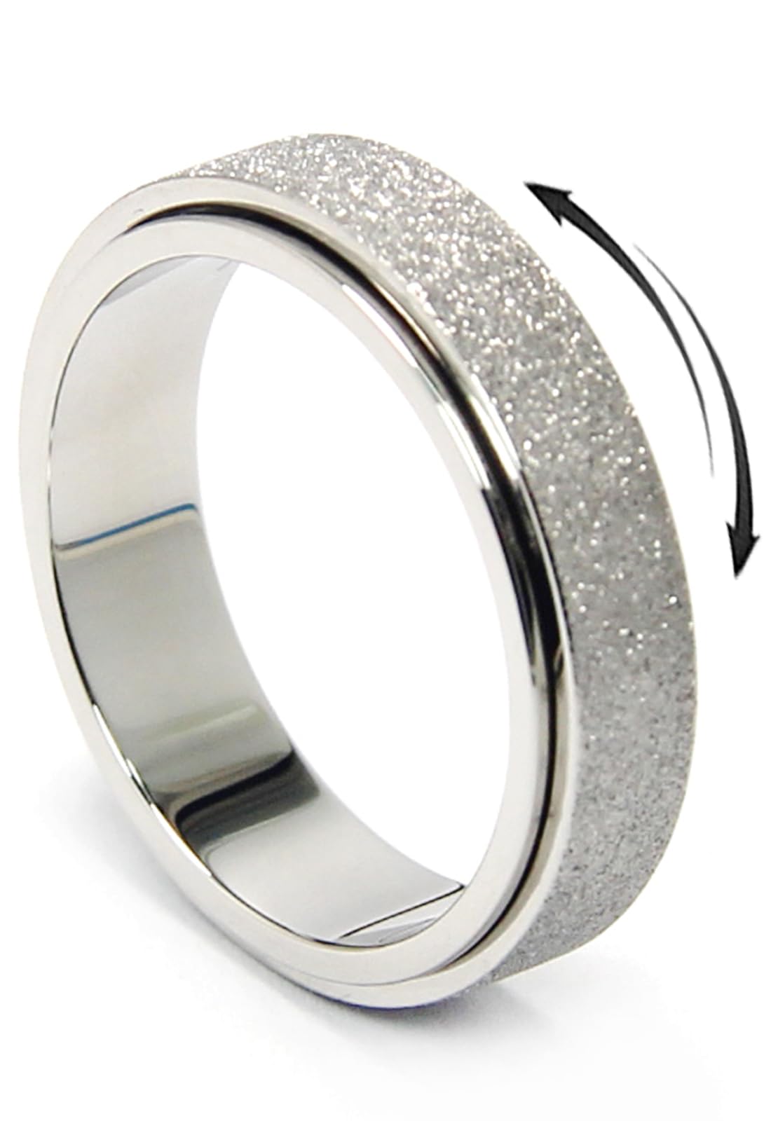 Anxiety Ring For Women Fidget Spinner Ring Fidget Toys Adults Titanium Stainless Steel Thumb Ring 6Mm Wide Sivler Size 7