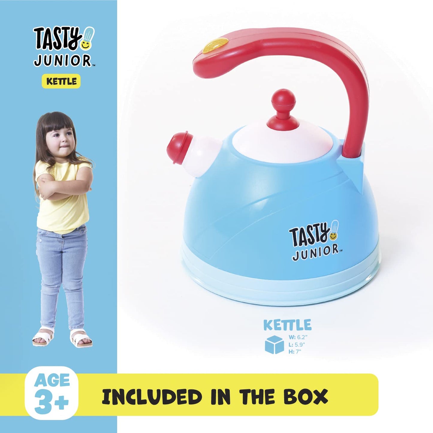 Red Toolbox Tasty Junior Kettle Set With Realistic Lights & Sounds For Imaginative Tea Time Fun