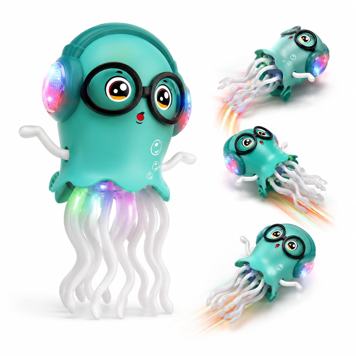 Gleamverse Jellyfish Musical Toy for Kids | Dancing Bump & Go Crawling Toy with LED Lights, Obstacle Avoidance & Twisting Tentac