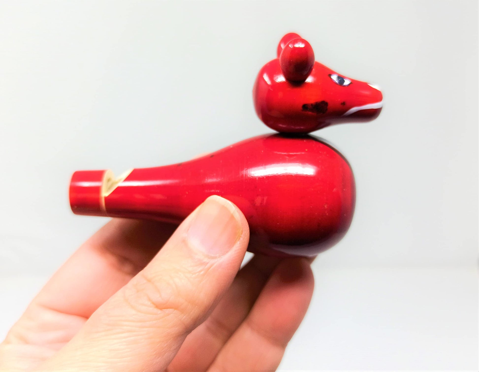 A&A Kreative Box Wooden Whistle Handcrafted Sound Toy Discover Sounds Develops Sensory Skills For Kids Toddlers Children (Red Fo