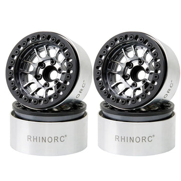 RhinoRC MOZA 1.9 Inch Negative Offset Aluminum Wheel Rim, 4PCS RC Beadlock Wheels for 1/10 RC Crawler Axial SCX10 RR10 Wraith TR