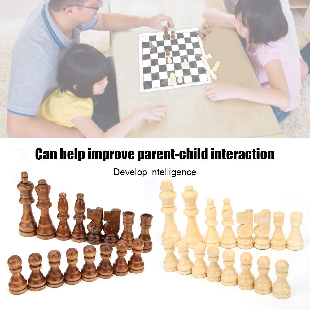 Wooden Chess Pieces,32Pcs Handmade Standard International Staunton Chess Pieces Only Complete Spare Replacement Pieces Interacti