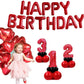 TONIFUL Red Happy Birthday Balloons 16 Inch Mylar Foil Letters Birthday Sign Banner Balloon Bunting Reusable for Girls Boys Kids