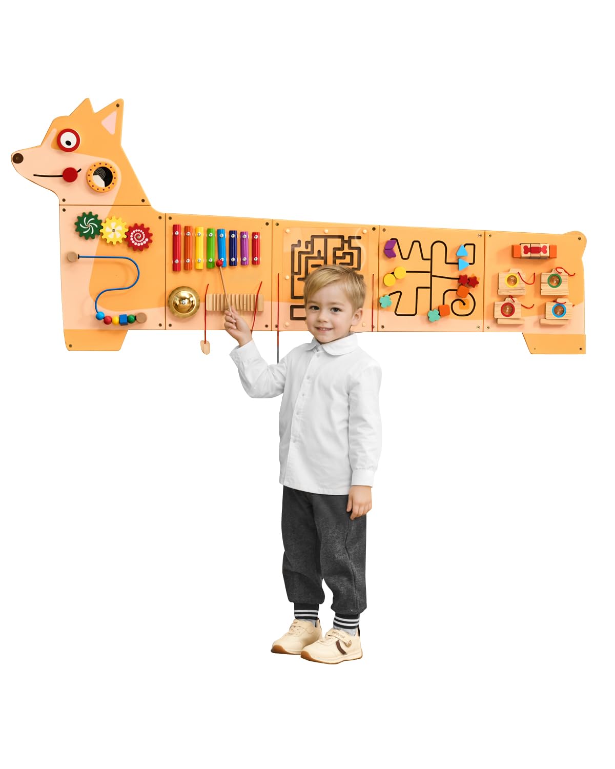 VEVOR Dog Activity Busy Board Wall, 12 Wall Activities Board, Montessori Sensory Wall Panel for Kids 3-12 Years, Sensory Wall Ac