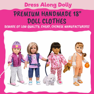 Skiing Winter Doll Outfit For American 18'' Girl Dolls - 7 Piece Premium Handmade Clothes Set Costume