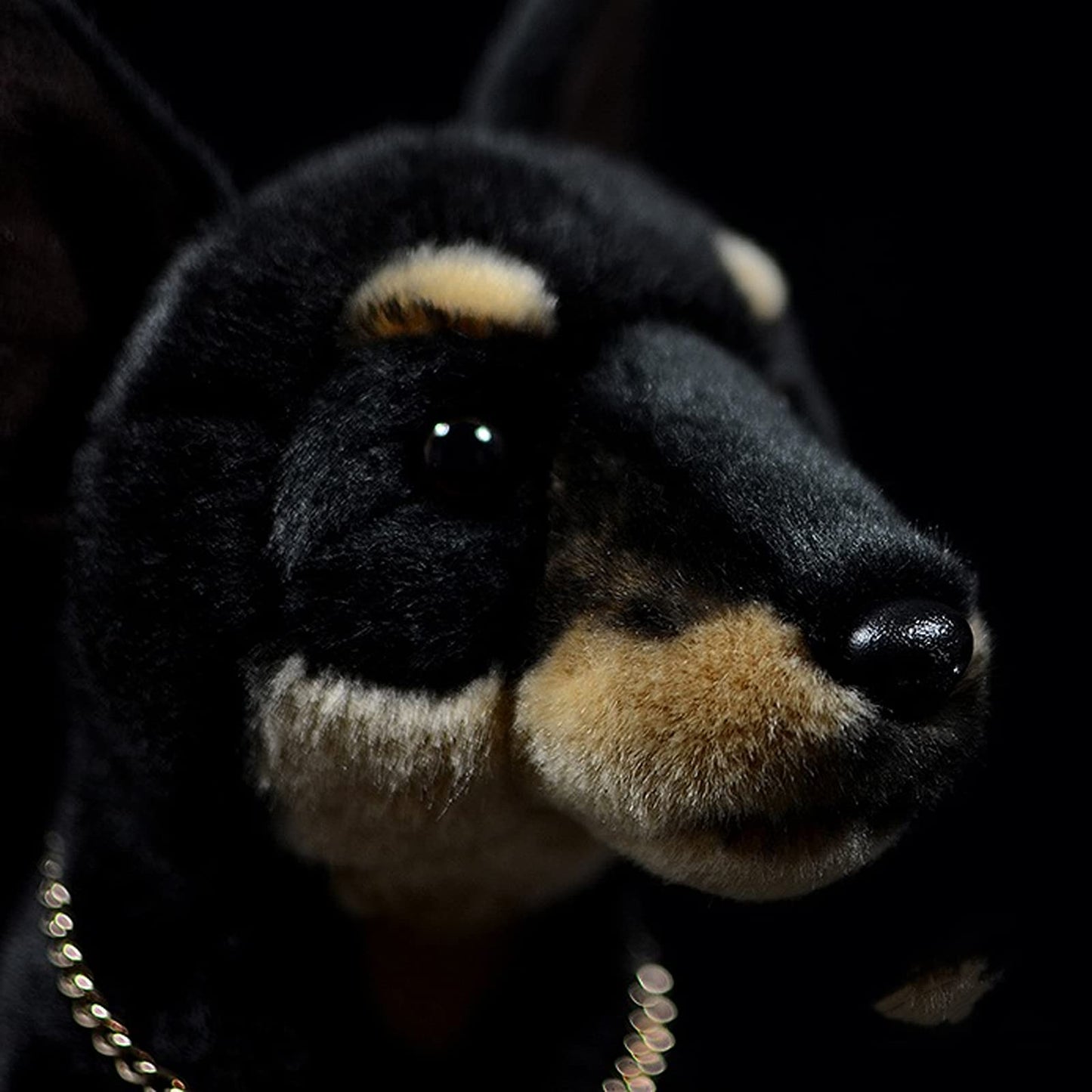 ZHONGXIN MADE 12" Simulation Doberman Stuffed Animal Plush Toy - Black Polyester Puppy for Kids, Ideal Gift for Girls & Boys