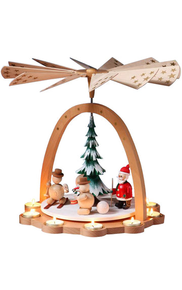Alexander Taron Importer 16271 Richard Glaesser Pyramid-Skiing Santa And Snowmen-15 H W X 16'' D, Brown
