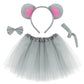 Jmkcoz Gray Mouse Costume Tutu Set, Mouse Ear Headband Bowtie Tail Bow Tie Animal Fancy Dress Costume Kit For Halloween Cosplay