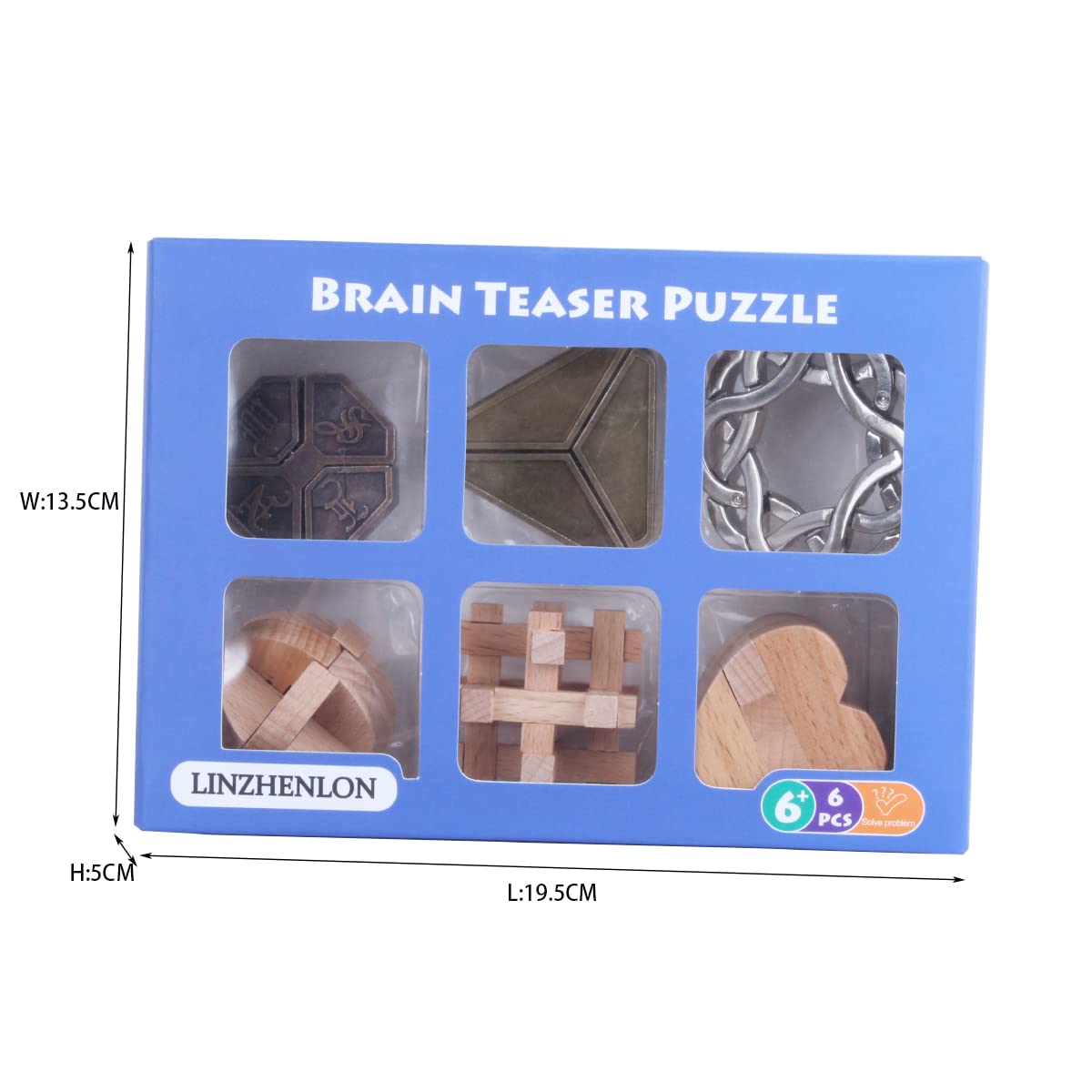Brain Teaser Puzzle for mature-themeds Puzzles Metal Hole Lock mature-themed Educational Toy Jigsaw IQ Puzzle(6 Pack) (Bronze)