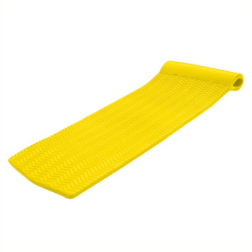 TRC Recreation Serenity 1.5  Thick Vinyl Coated Foam Swimming Pool Float Mat mature-themed Lounger with Built-In Roll Pillow  Yellow