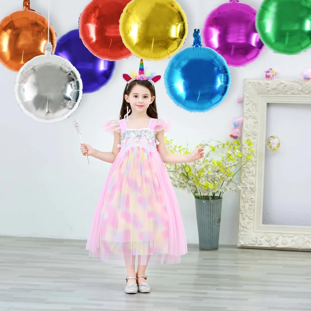 TONIFUL 30Pcs 18 Inch Round Balloons Large Colorful Round Shape Foil Balloons Big Colorful Round Helium Mylar Balloons for Birth