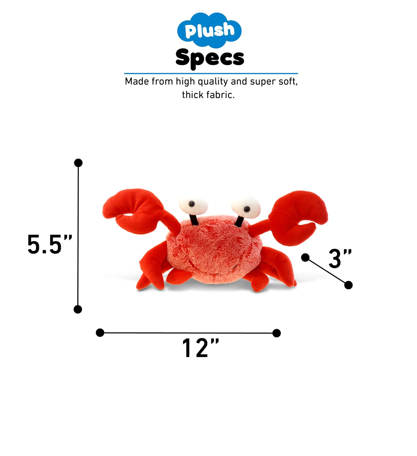Dollibu Red Crab Stuffed Animal - Super Soft Crab Plush Toy, Cute Crab Ocean Stuffed Animal For Boys And Girls, Adorable Red Stu