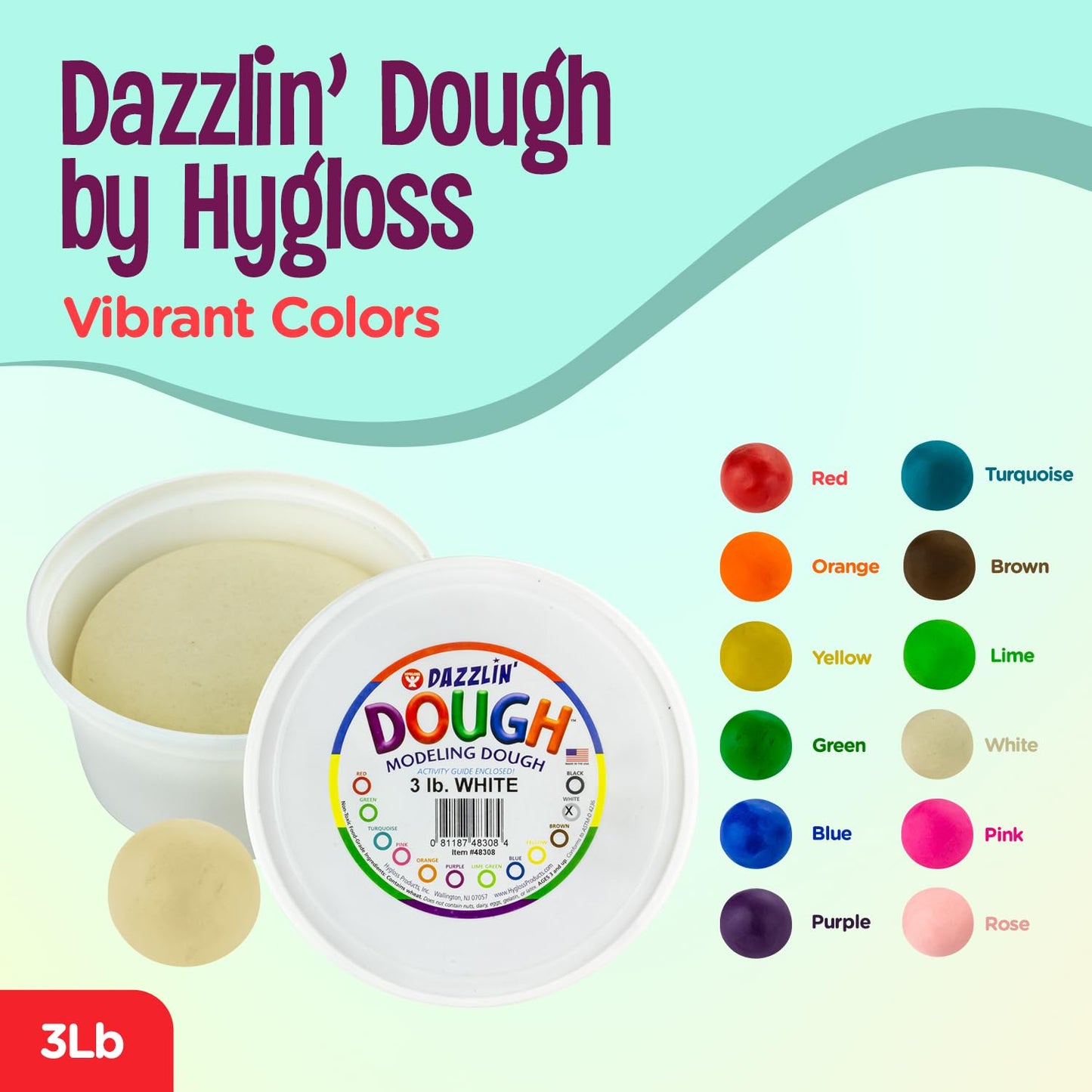 Hygloss Play Modeling Dough - 3Lb. - Easter Basket Stuffer - Unscented Dough - Safe & Non-Toxic For Kids Arts & Crafts - Party Favors - Classroom Supplies, White