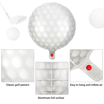 Durony 12 Pieces 18 Inches Golf Balloons Golf Themed Party Decorations Foil Mylar Golf Ball Balloons For Birthday Sports Graduat