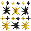 TONIFUL 22Inch 18Pcs Black Gold Large Explosion Star Mylar Balloons and 10Inch Four Pointed Star Balloons Set for Christmas New 