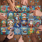Stained Glass Christmas Puzzles for Adults 1000 Pieces,Christmas Jigsaw Puzzle Collection Features Santa Claus Dog Cat Snowman,