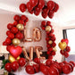 Red And Gold Balloons, Gold And Red Balloons Set With Gold Confetti Metallic Gold Balloons, Globos Rojos Red And Gold Party Deco