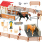 Peagprav Horse Stable Figurine Playset Horse Club With Rider Horse Wash Area Fence Figures Animal Toys Set Gifts For Girls And B