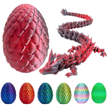 3D Printed Dragon Egg, Mystery Crystal Dragon Egg Fidget Toys Surprise, Easter Eggs Articulated Crystal Dragon Eggs With Dragon Inside (Laser Black And Red)