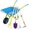 Daisyinner 5 Pcs Kids Gardening Tool Set Include Kids Wheelbarrow Metal Small Toddler Wheelbarrow Wagon With 4 Piece Kids Shovel