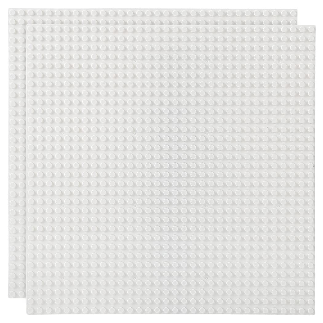 Lekebaby 2 Pack Classic Baseplates Building Base For Building Bricks, 10' X 10' Building Boards - 100% Compatible With Major Brands, White
