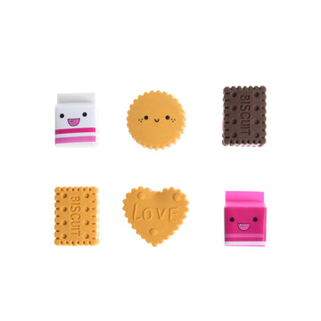 Cookie Erasers For Kids, 12 Pieces 3D Cute Food Puzzle Mini Biscuit Eraser, Cool Fun Take Apart Desk Pet Erasers For Girls