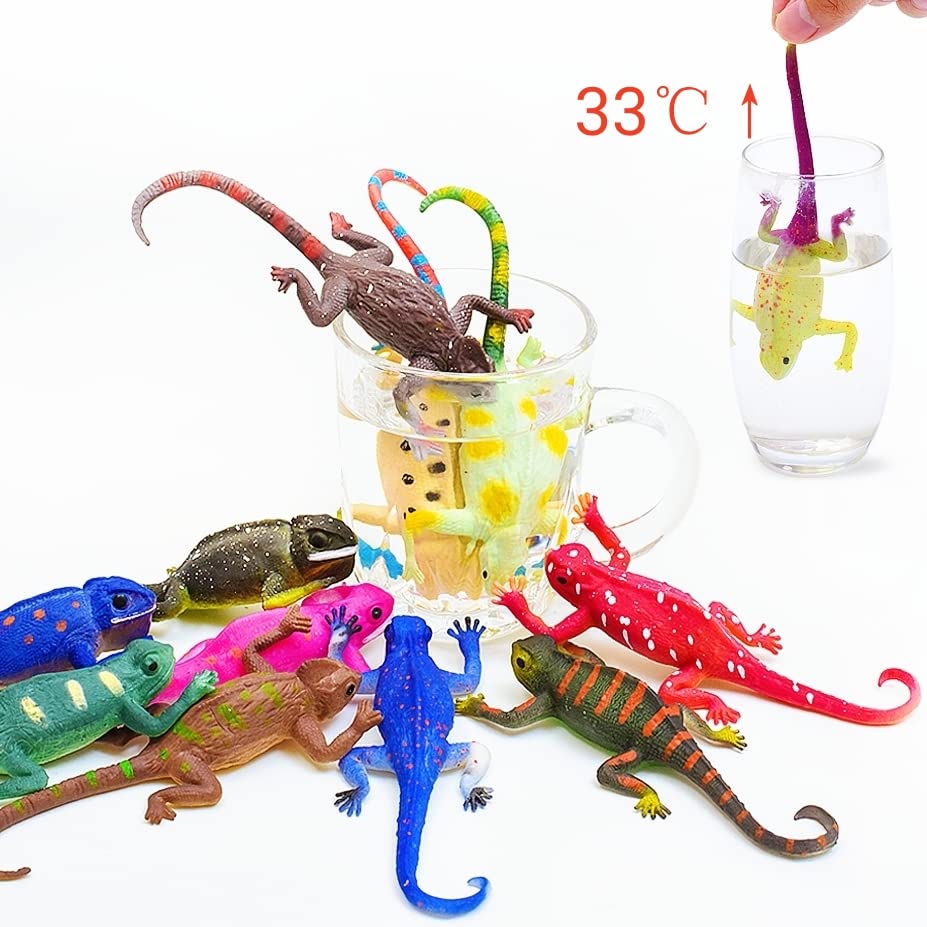 ChuburD 10PCS Lizard Figurines, Color Changing Chameleon Toy, Small Rubber, Various Colors, Model XY-10, Ideal for Kids 3+ and Goodie Bags