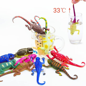 ChuburD 10PCS Lizard Figurines, Color Changing Chameleon Toy, Small Rubber, Various Colors, Model XY-10, Ideal for Kids 3+ and Goodie Bags