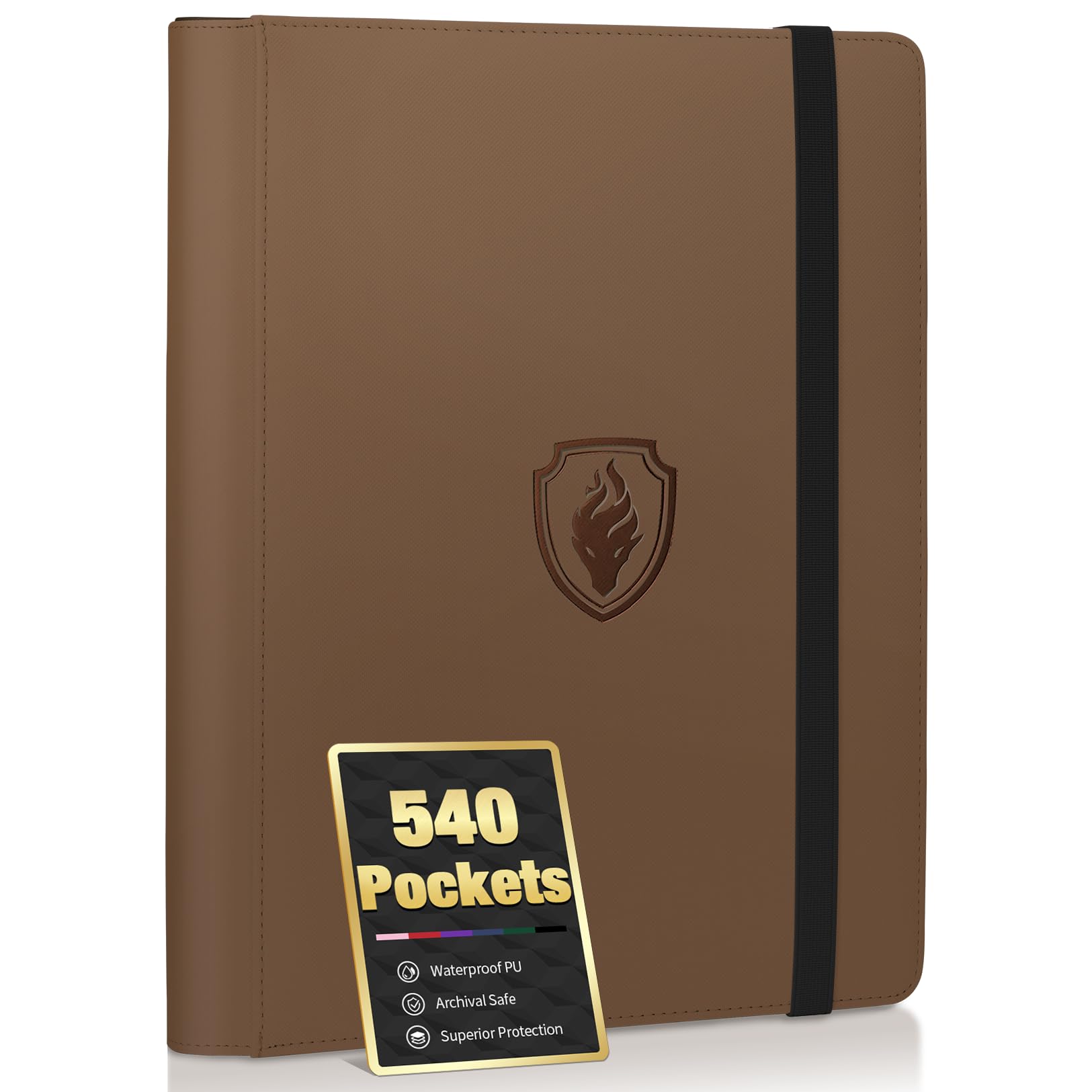 enhanced 9 Pocket Card Binder for 540 Cards  Fabmaker PU Cover Trading Card Binder  Sturdy Card Collection Album  Sleek Card Holder Folders for YuGiOh  MTG  TCG  Game Cards & Sports Cards  Brown