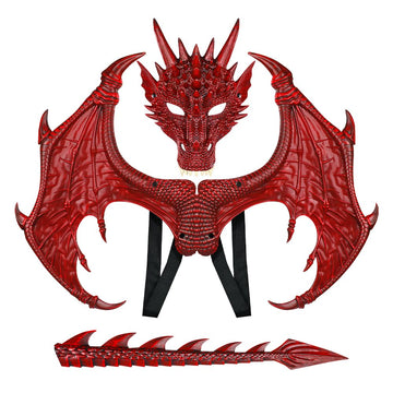 Mengkao Dragon Costume Kids Dinosaur Wings Tail Mask Set Boys Girls Children Dress Up Dino Props For Halloween Cosplay Party