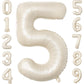 Paticool 40 Inch Beige Number Balloon 5, Large Cream Number Foil Mylar Balloons For Birthday Party Celebration Decorations Suppl