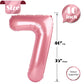 Pearlescent Pink 7 Balloon, Number Balloons 40 Inch, 7Th Birthday Decorations For Girls Kids, Party Decoration For Women, Number