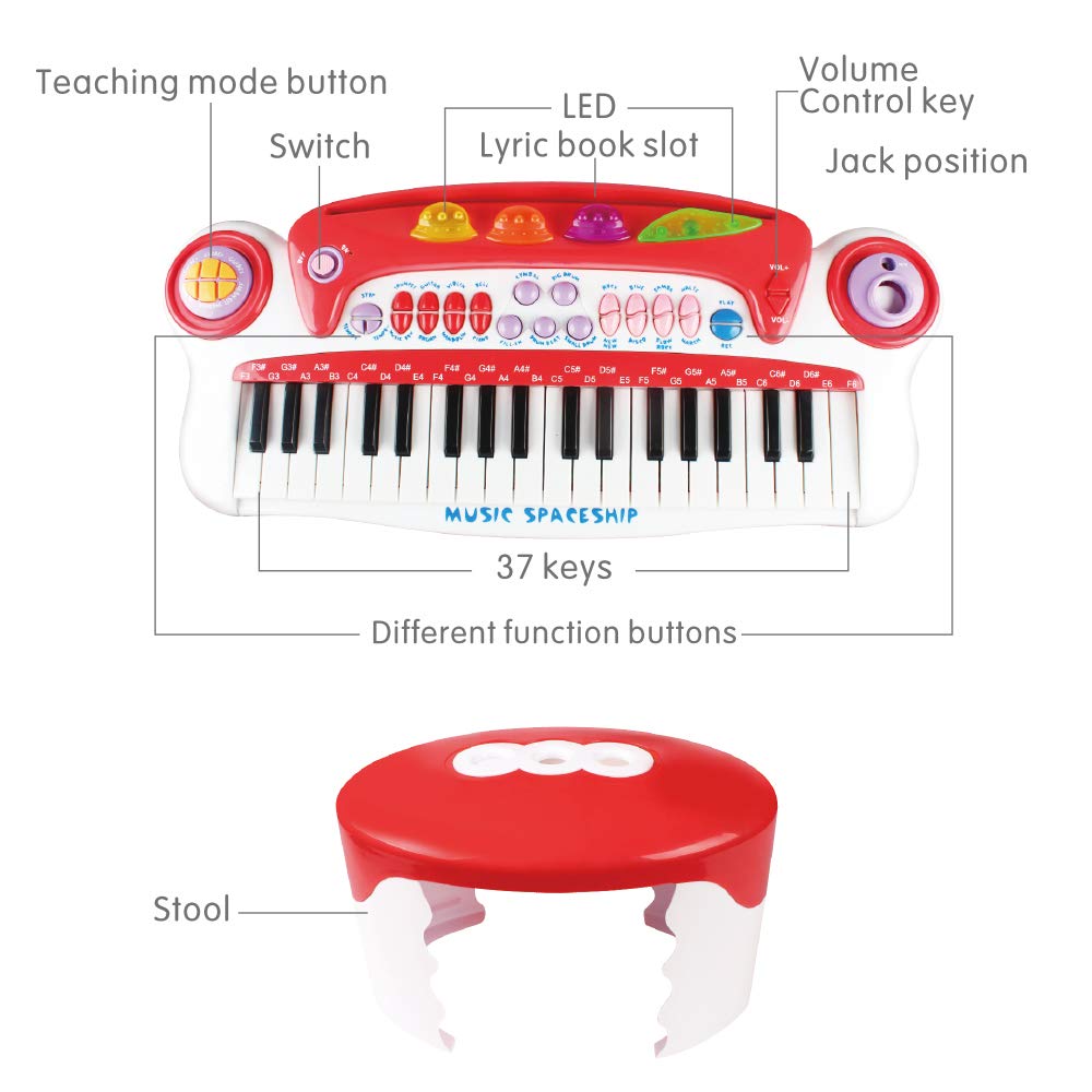 Kids Piano Keyboard Toys 37 Keys,Electronic Piano for Beginners, 3 4 5 6 Years Old Toddler Girl Boy Gift,Educational Musical Ins