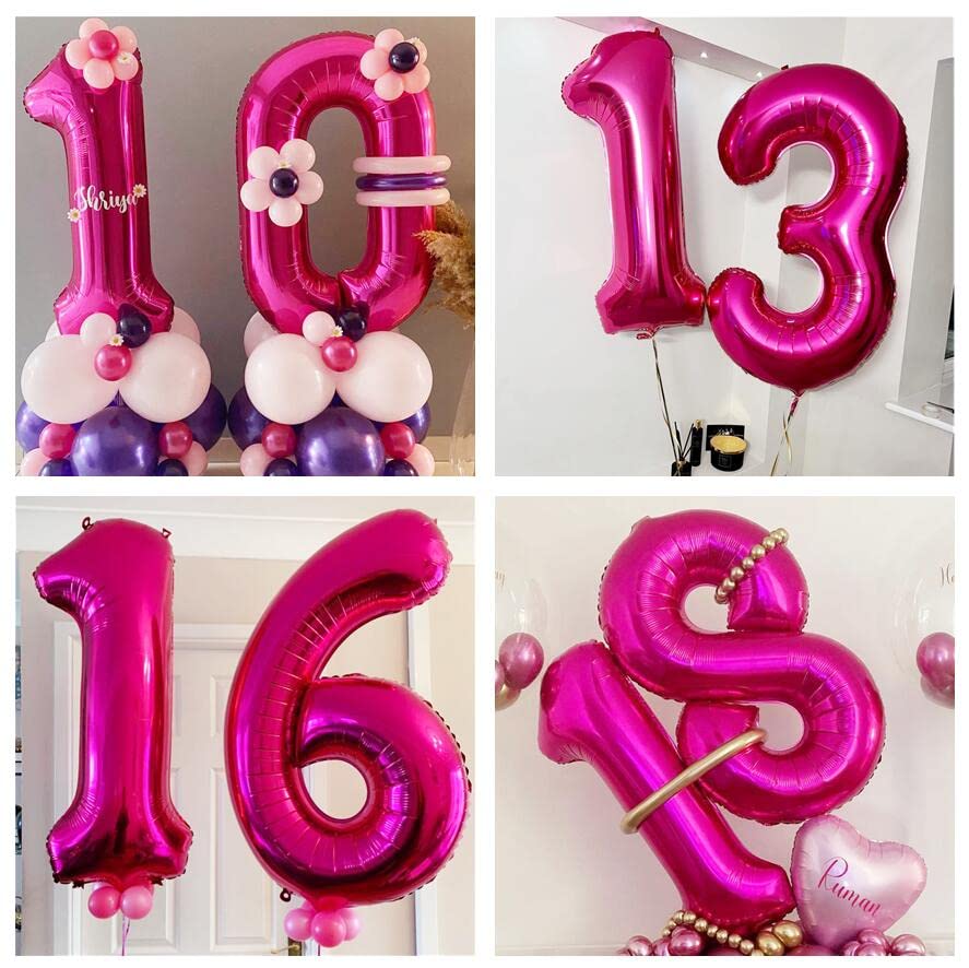 Hot Pink 20 Balloon Numbers,40 Inch 20 Birthday Balloon Foil Mylar Number 20 Balloon Large Dark Pink Number Balloons For Birthday Party Anniversary Festival Decorations