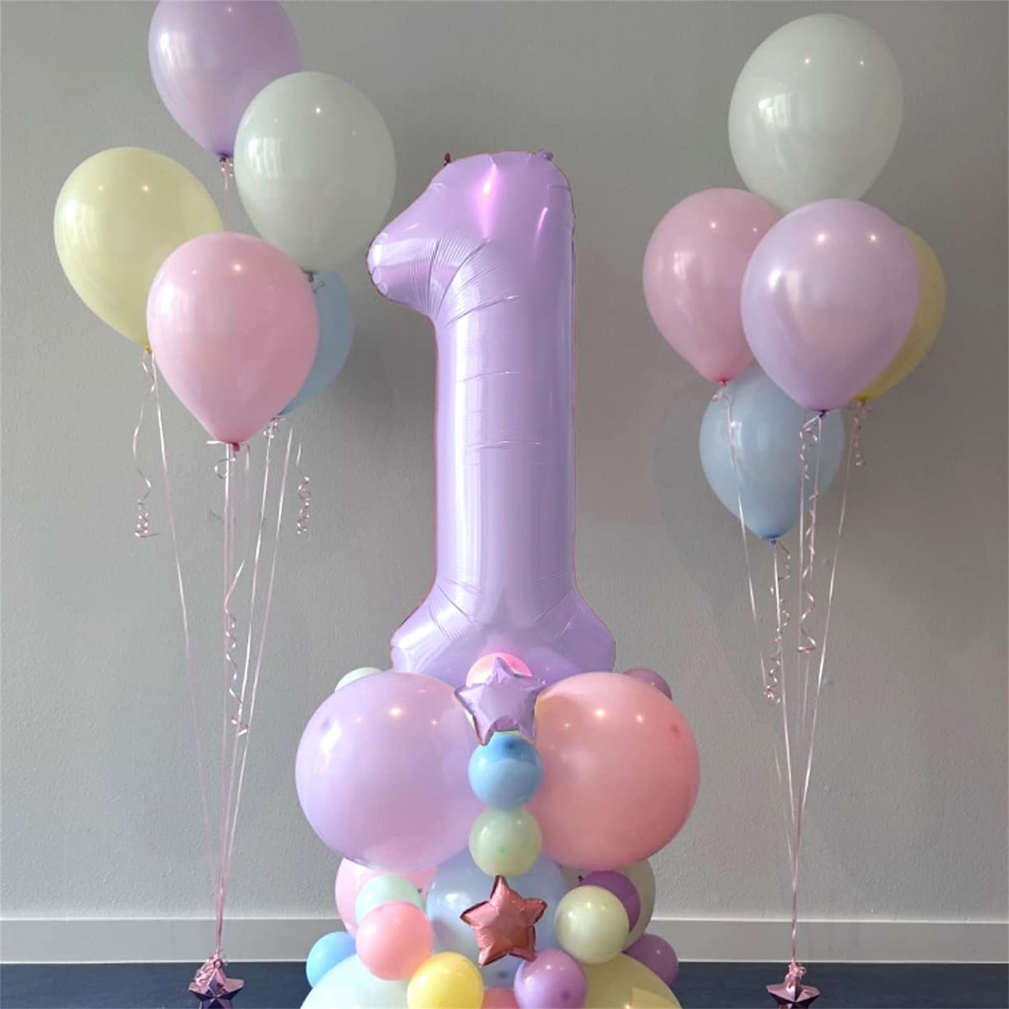 Pastel Purple Birthday Balloon Numbers 12, 40 Inch Giant Light Purple Foil Mylar Number 1 And 2 Helium Balloons For Girls 12Th B