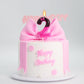 2nd Pink Black Birthday Candles for Girls, Pink Mouse Cake Topper Cupcake Decor, Cartoon Themed Birthday Party Decorations Suppl