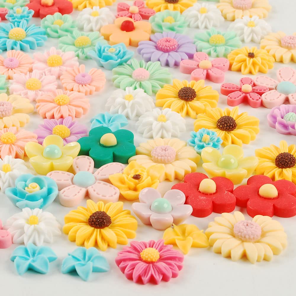 Nwfashion 100Pcs Miniature Decor Dessert Pastry Toy Food Cake Topper Scrapbooking Shoe Decoration Charms (Flower)