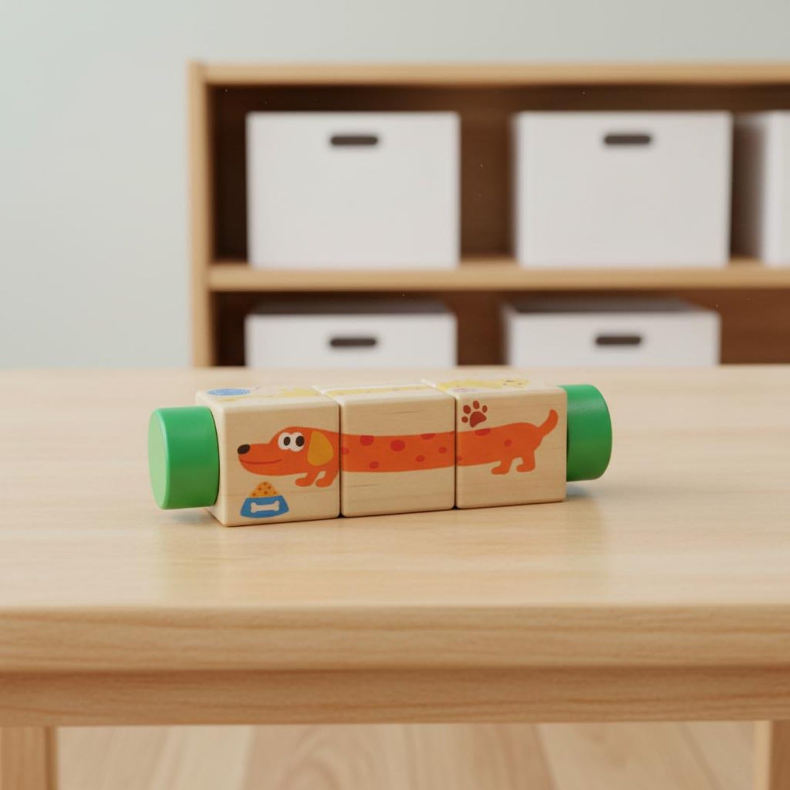 Urjix 5 Pieces Educational Creature Rotating Game Fine Movement Skills Rotating Creature Game HandEye Coordination Wooden Match
