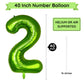 Paticool 40 Inch Green Number Balloon 2, Large Number Foil Balloons Mylar For Girl Boy Birthday Party Celebration Decorations Su