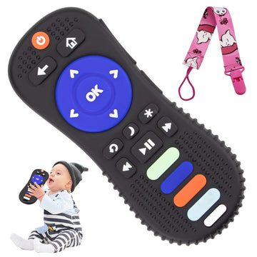 Besosay Silicone Remote Control Shaped Baby Teether Toys For Babies 0-3, 0-6, 6-12 Months, Soft Remote Teething Toys For Infant 