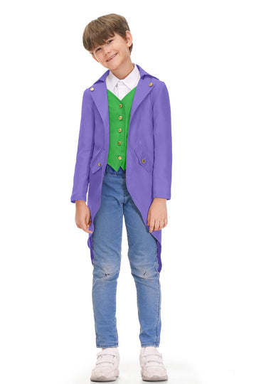 Besserbay Halloween Boys Renaissance Steampunk Medieval Gothic Jacket Vampire Retro Tailcoat Purple 8 Years