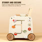 Pithfor Wooden Baby Walker, 3-In-1 Baby Push Walker, With Pretend Kitchen, Montessori Sensory Activity Center, Push Walker Toys