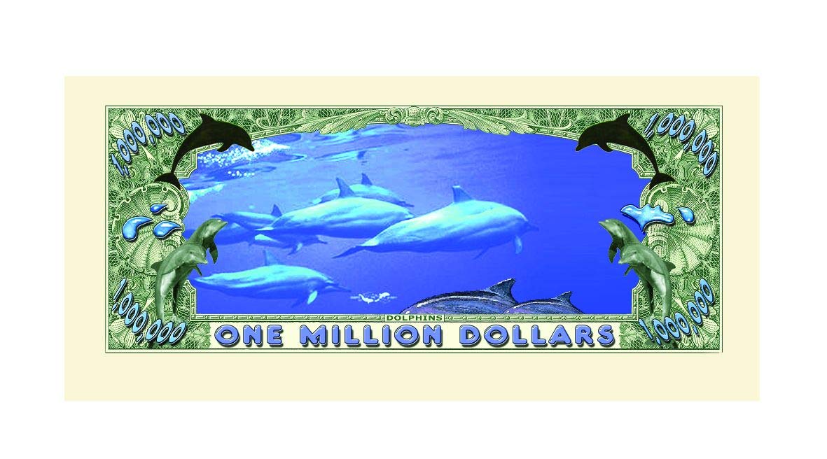 American Art Classics Dolphin Novelty $Million$ Dollar Bill Collectible In Collector Grade Currency Holder - Best Gift For Lovers Of Dolphins