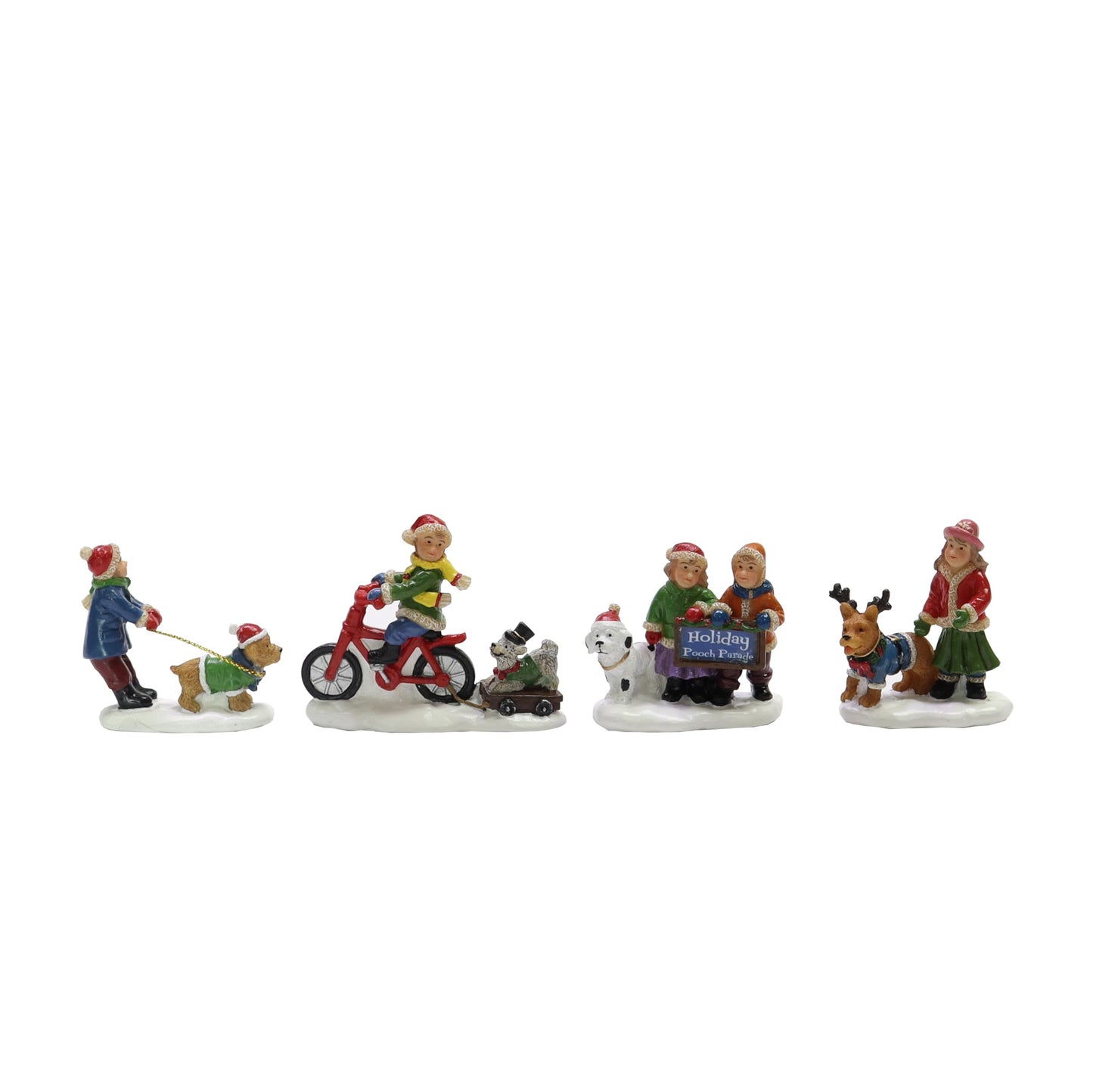 Moments In Time Set Of 4 Hand-Painted Polyresin Christmas Village Figures